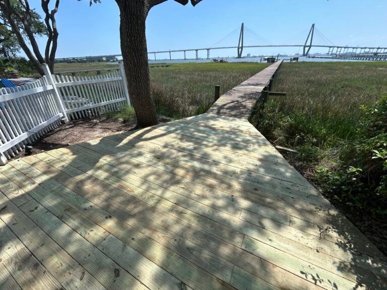 New boardwalk over the marsh with the Ravenel Bridge in the distance
