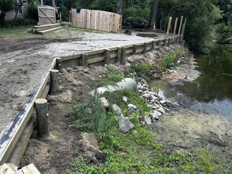 Seawall rebuild with new pilings and backfill