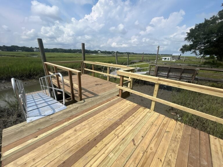New dock walkway and gangway over the marsh